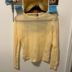 H&M Light Yellow Ribbed Long Sleeve Top